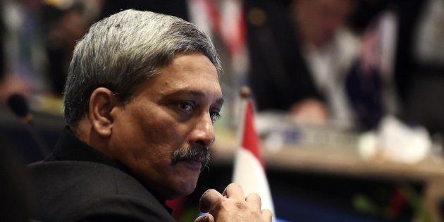 India's Minister of state for Defense Manohar Parrikar takes part in the third Association of Southeast Asian Nations (ASEAN) Defence Ministers-PLUS meeting in Subang on November 4, 2015. A meeting of Asia-Pacific defence ministers has scrapped plans for a joint declaration after the Chinese delegation lobbied to block mention of Beijing's island-building activities in the disputed South China Sea, a US defence official said November 4. AFP PHOTO / MANAN VATSYAYANA (Photo credit should read MANAN VATSYAYANA/AFP/Getty Images)
