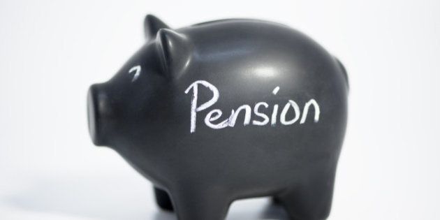 black piggy bank : saving for pension