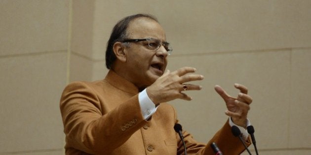 Indian Finance Minister Arun Jaitley speaks during the inaugural session of Start Up India in New Delhi on January 16, 2016. The Start Up India mission envisages technology business incubators and research facilities aimed at start-up entreperneurs. AFP PHOTO / Money SHARMA / AFP / MONEY SHARMA (Photo credit should read MONEY SHARMA/AFP/Getty Images)