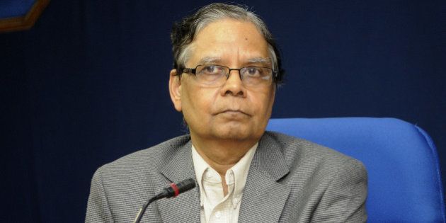 NEW DELHI, INDIA - JULY 15: Vice Chairman of Niti Aayog Arvind Panagariya during a press conference after the meeting of the Governing Council of NITI Aayog at Shashtri Bhawan on July 15, 2015 in New Delhi, India. Nine Chief Ministers of Congress-ruled states besides those of West Bengal, Tamil Nadu, Uttar Pradesh and Odisha kept away from the meeting of NITI Aayog's Governing Council chaired by Modi expressing their opposition to proposed changes being brought by the government in the land acquisition bill in the coming session of Parliament. (Photo by Sonu Mehta/Hindustan Times via Getty Images)