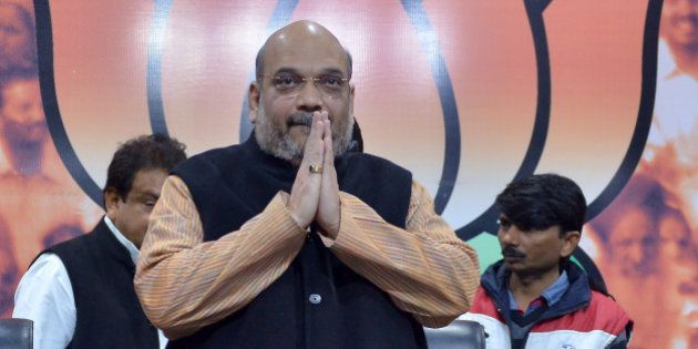 NEW DELHI, INDIA JANUARY 11: BJP National President Amit Shah at the National Executive Meeting of BJP OBC Morcha in New Delhi.(Photo by K Asif/India Today Group/Getty Images)