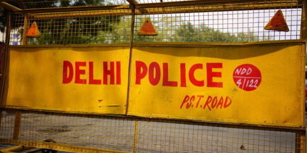 Delhi Police Road Barrier, New Delhi, India