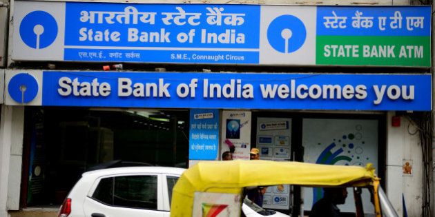 NEW DELHI, INDIA - AUGUST 15: State Bank Of India Bank branch at Connaught Circus on August 15, 2014 in New Delhi, India. Photo by Pradeep Gaur/Mint via Getty Images)