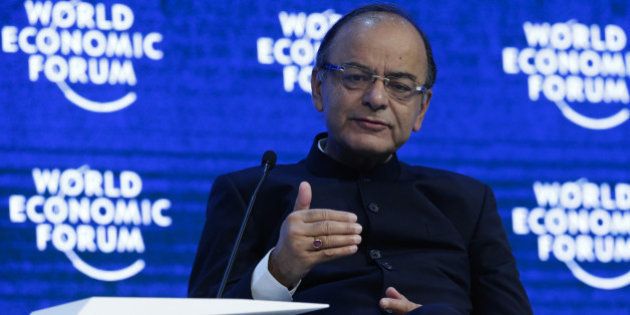 Arun Jaitley, India's finance minister, speaks on the panel of the Global Economic Output session at the World Economic Forum (WEF) in Davos, Switzerland, on Saturday, Jan. 23, 2016. World leaders, influential executives, bankers and policy makers attend the 46th annual meeting of the World Economic Forum in Davos from Jan. 20 - 23. Photographer: Matthew Lloyd/Bloomberg via Getty Images