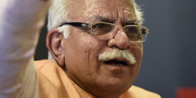 NEW DELHI, INDIA - AUGUST 7: Chief Minister of Haryana Manohar Lal Khattar during an exclusive interview on August 7, 2015 in New Delhi, India. (Photo by Saumya Khandelwal/Hindustan Times via Getty Images)