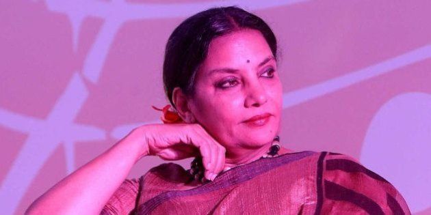 NEW DELHI, INDIA - AUGUST 19: Bollywood actor Shabana Azmi during the launch of a music video, Phool khil jayenge (The flower will bloom), on the subject of immunization, featuring Vidya Balan and Farhan Akhtar, at Taj Place on August 19, 2014 in New Delhi, India. During a launch, Union Health Minister Dr Harsh Vardhan said, Lets make a pledge here to become health sainiks and each of us would strive to inspire other ordinary people to become health volunteers to work for a healthy nation. (Photo by Prabhas Roy/Hindustan Times via Getty Images)