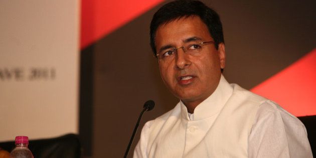 NEW DELHI, INDIA - NOVEMBER 04: Haryana Industries Minister Randeep Singh Surjewala speaking at the India Today State of the States Conclave in New Delhi on Friday 04 November, 2011. (Photo by Ramesh Sharma/India Today Group/Getty Images)