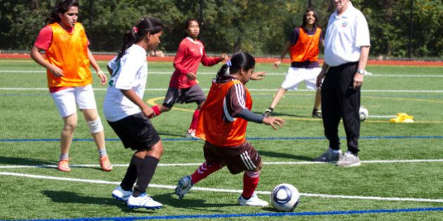This September 2012, 21 young women from India and Pakistan will meet in the U.S. for ten days for a soccer exchange program. Together they will take part in intensive soccer clinics, conflict resolution workshops and disability sports sessions. These photos are from a training session in D.C. September 13, 2012.