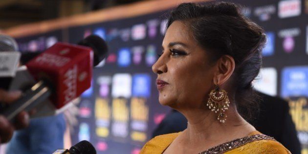 Indian actress Shabana Azmi poses on the green carpet at the Tampa Convention Center ahead of IIFA Rocks on the second day of the 15th International Indian Film Academy (IIFA) Awards in Tampa, Florida, April 24, 2014. AFP PHOTO JEWEL SAMAD (Photo credit should read JEWEL SAMAD/AFP/Getty Images)
