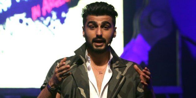 Indian Bollywood actor Arjun Kapoor talks during a promotional event in Mumbai on October 29, 2015. AFP PHOTO / STR (Photo credit should read STRDEL/AFP/Getty Images)