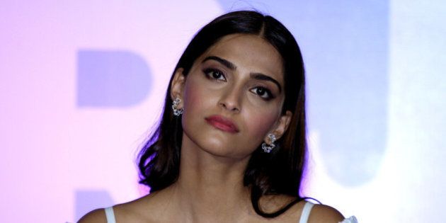 Indian Bollywood actress Sonam Kapoor poses during the launch of the trailer of the forthcoming biopic 'Neerja' in Mumbai late December 17, 2015. The film tells the story of stewardess Neerja Bhanot who was killed while protecting passengers on the hijacked aircraft Pan Am 73 in 1986. AFP PHOTO/Sujit Jaiswal / AFP / SUJIT JAISWAL (Photo credit should read SUJIT JAISWAL/AFP/Getty Images)