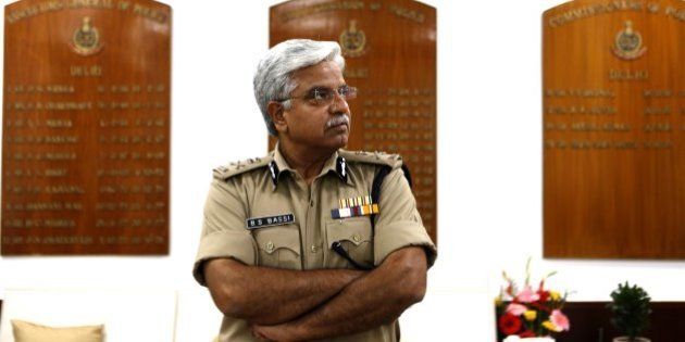 NEW DELHI, INDIA - OCTOBER 21: (Editors Note: This is an exclusive shoot of Hindustan Times) Delhi Police Commissioner B.S. Bassi during an interview with Hindustan Times, on October 21, 2015 in New Delhi, India. Bassi on Tuesday announced a reward of Rs. 25,000 for anyone helping expose corrupt practices by the police. He also said that he will quit if Chief Minister Arvind Kejriwal proves that he is involved in corruption. (Photo by Ravi Choudhary/Hindustan Times via Getty Images)