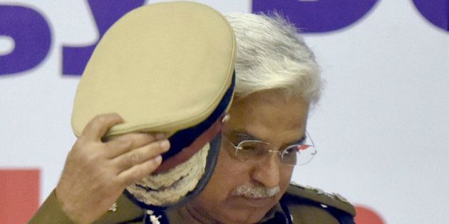 NEW DELHI, INDIA - FEBRUARY 26: Bhim Sain Bassi Commissioner of Police, Delhi, during the launch of various smart and technological applications for policing, on February 26, 2016 in New Delhi, India. (Photo by Sonu Mehta/Hindustan Times via Getty Images)