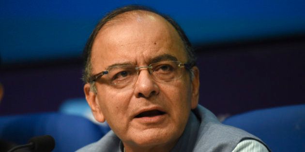 NEW DELHI, INDIA - FEBRUARY 29: Arun Jaitley, Minister of Finance and Corporate Affairs, during a media interaction after presenting the Finance budget for the year 2016-17 at National Media Centre, on February 29, 2016 in New Delhi, India. Presenting his third Union Budget, Finance Minister Arun Jaitley announced a slew of schemes and income tax exemptions for small tax-payer and the small investors. Aiming to double farmersâ income by 2022, the minister also announced an allocation of nearly Rs. 36,000 crore for the farm sector while raising the agri-credit target to Rs. 9 lakh crore for the next fiscal. Growth of Indian Economy accelerated to 7.6% in 2015-16. (Photo by Vipin Kumar/Hindustan Times via Getty Images)