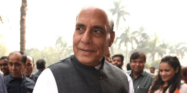 NEW DELHI, INDIA - FEBRUARY 29: Union Home Minister Rajnath Singh arrives for attending the Parliament Budget Session ahead of the release of the budget at Parliament House on February 29, 2016 in New Delhi, India. Presenting his third Union Budget, Finance Minister Arun Jaitley announced a slew of schemes, and income tax exemptions for small tax-payer and the small investors. Aiming to double farmersâ income by 2022, the minister also announced an allocation of nearly Rs. 36,000 crore for the farm sector while raising the agri-credit target to Rs. 9 lakh crore for the next fiscal. Growth of Indian Economy accelerated to 7.6% in 2015-16. (Photo by Sonu Mehta/Hindustan Times via Getty Images)