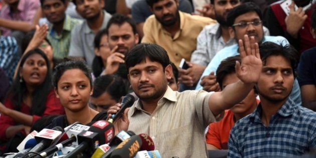NEW DELHI, INDIA - MARCH 4: Jawaharlal Nehru University Students Union President Kanhaiya Kumar during media interaction at JNU Campus on March 4, 2016 in New Delhi, India. Kanhaiya Kumar was granted interim bail for six months by the Delhi High Court after spending 20 days in jail. Kumar was arrested on February 12 on charges of sedition and criminal conspiracy after alleged anti-national slogans were raised on the JNU campus on February 9.(Photo by Vipin Kumar/Hindustan Times via Getty Images)