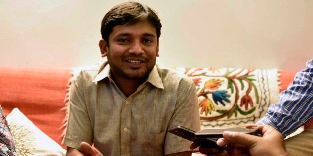 NEW DELHI, INDIA - MARCH 4: Jawaharlal Nehru University Students Union President Kanhaiya Kumar having interaction with media persons at his guides residence at JNU Campus on March 4, 2016 in New Delhi, India. Kanhaiya Kumar was granted interim bail for six months by the Delhi High Court after spending 20 days in jail. Kumar was arrested on February 12 on charges of sedition and criminal conspiracy after alleged anti-national slogans were raised on the JNU campus on February 9.(Photo by Vipin Kumar/Hindustan Times via Getty Images)