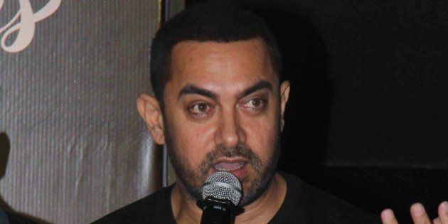 MUMBAI, INDIA - JANUARY 25: Bollywood actor Aamir Khan addressing a press conference to commemorate 10 years of Rang De Basanti at PVR ICON, Andheri on January 25, 2016 in Mumbai, India. (Photo by Pramod Thakur/Hindustan Times via Getty Images)