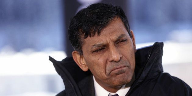 Raghuram Rajan, governor of the Reserve Bank of India (RBI), reacts during a Bloomberg Television interview at the World Economic Forum (WEF) in Davos, Switzerland, on Thursday, Jan. 21, 2016. World leaders, influential executives, bankers and policy makers attend the 46th annual meeting of the World Economic Forum in Davos from Jan. 20 - 23. Photographer: Simon Dawson/Bloomberg via Getty Images