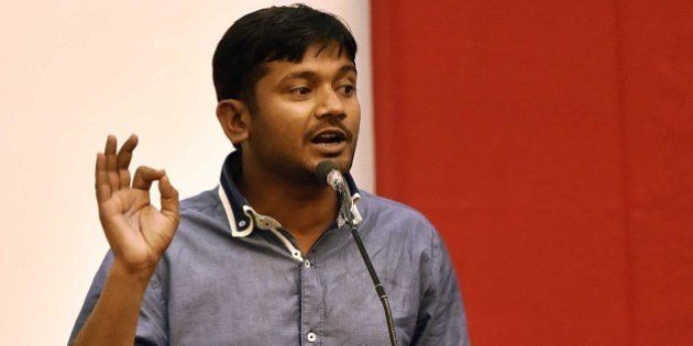 NEW DELHI, INDIA - MARCH 20: JNU Studentsâ Union President Kanhaiya Kumar speaks during a Public Symposium, on March 20, 2016 in New Delhi, India. The arrest of Kanhaiya Kumar had generated a huge controversy, with the opposition parties accusing the government of suppressing freedom of speech. (Photo by Virendra Singh Gosain/Hindustan Times via Getty Images)