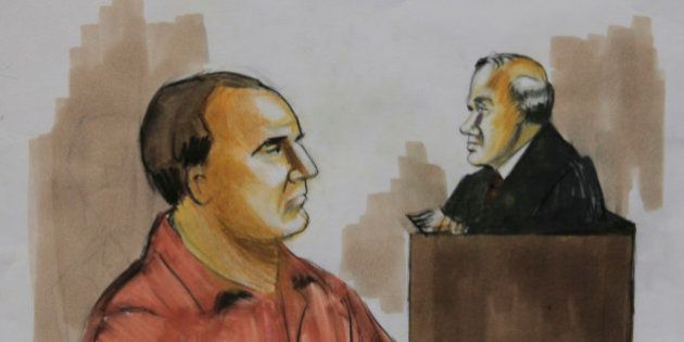 FILE - In this Wednesday, Dec. 9, 2009 courtroom drawing, David Coleman Headley, left, pleads not guilty before U.S. District Judge Harry Leinenweber, in Chicago to charges that accuse him of conspiring in the deadly 2008 terrorist attacks in the Indian city of Mumbai and of planning to launch an armed assault on a Danish newspaper. Headley, who pleaded guilty in U.S. federal court to laying the groundwork for the attack, told Indian interrogators in June that officers from Pakistan's Inter-Services Intelligence agency were deeply intertwined with Lashkar-e-Taiba. (AP Photo/Verna Sadock, File)