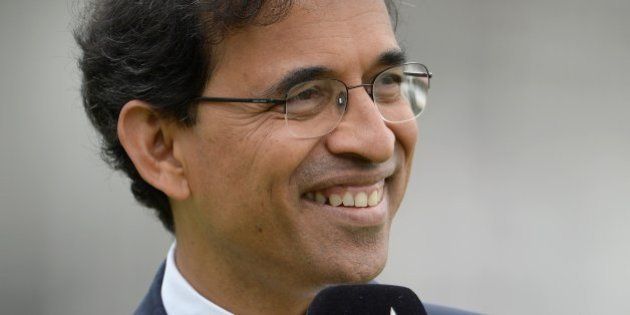 LONDON, ENGLAND - JULY 20: Star Sport commentator Harsha Bhogle during day four of 2nd Investec Test match between England and India at Lord's Cricket Ground on July 20, 2014 in London, United Kingdom. (Photo by Gareth Copley/Getty Images)