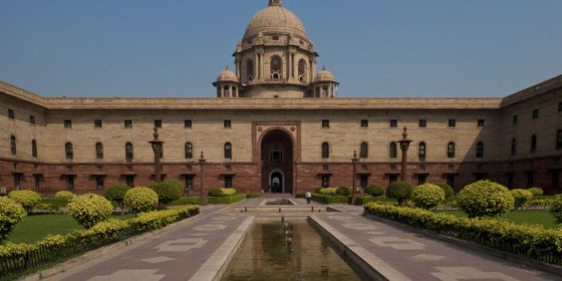 The North Block of the building of the Secretariat. Seat of the Government of India, on Raisina Hill in New Delhi