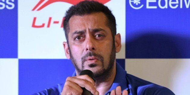 NEW DELHI, INDIA - APRIL 23: Bollywood actor Salman Khan, named as Indian contingents Goodwill Ambassador for Rio Olympics 2016, during a press conference, at IOA Bhawan, on April 23, 2016 in New Delhi, India. Salman Khan was on Saturday unveiled as the goodwill ambassador of the Indian contingent for the 2016 Rio Olympics to be held later this year. This is the first time that a Bollywood actor will be a goodwill ambassador for the Indian contingent at the Olympics. (Photo by Sonu Mehta/Hindustan Times via Getty Images)