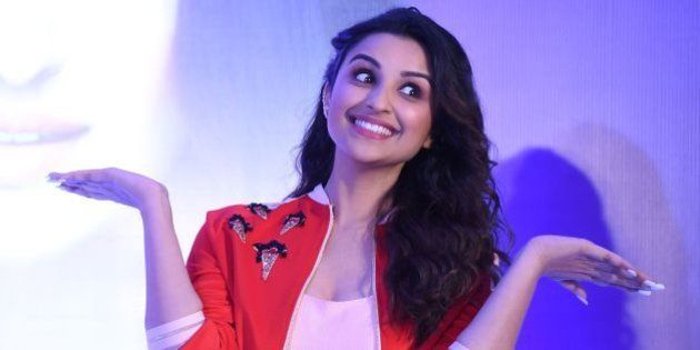 Indian Bollywood actress Parineeti Chopra gestures during a promotional event in New Delhi on April 6, 2016. / AFP / SAJJAD HUSSAIN (Photo credit should read SAJJAD HUSSAIN/AFP/Getty Images)