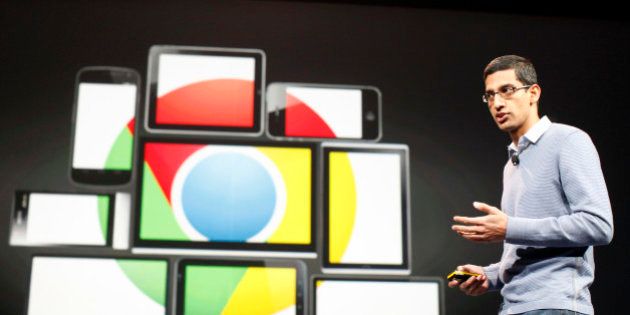 Sundar Pichai, senior vice president of Google Chrome, speaks during Google I/O Conference at Moscone Center in San Francisco, California June 28, 2012. REUTERS/Stephen Lam (UNITED STATES - Tags: BUSINESS SCIENCE TECHNOLOGY)
