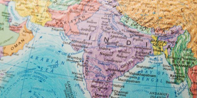 A map and global view of India.