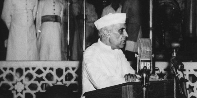 NEW DELHI, INDIA: Jawaharlal Nehru, India's first prime minister, delivers his famous 'tryst with destiny' speech 15 August, 1947 at Parliament House in New Delhi. The speech will be replayed to the Indian parliament at midnight on 15 August, fives decades to the stroke of the clock after the country rid itself of British colonial rule. (Photo credit should read STR/AFP/Getty Images)