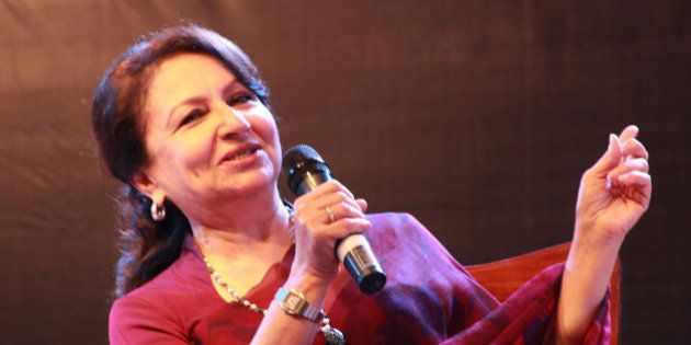 LAHORE, PUNJAB, PAKISTAN - 2016/02/21: Renowned famous Indian actress, mother of Indian famous actor Saif Ali Khan, Sharmila Tagore during the opening ceremony of the Lahore Literature Festival scheduled at a Local Hotel in Lahore for the next 3 days. (Photo by Rana Sajid Hussain/Pacific Press/LightRocket via Getty Images)