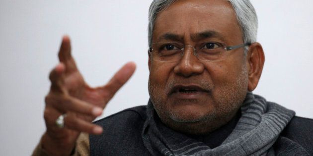 Bihar's chief minister and leader of Janata Dal United party Nitish Kumar gestures during an interview with Reuters in the eastern Indian city of Patna January 8, 2012. When India launched reforms to open up its state-stifled economy 20 years ago, many states surged ahead, leaving behind the 3.5 percent