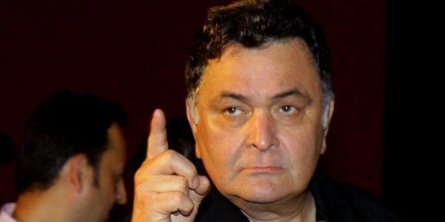 Indian Bollywood actor Rishi Kapoor gestures during the trailer launch of the forthcoming Hindi film All Is Well directed by Umesh Shukla in Mumbai late July 1, 2015. AFP PHOTO/STR (Photo credit should read STRDEL/AFP/Getty Images)