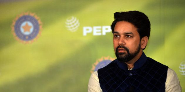 DELHI, INDIA MARCH 03: BCCI Secretary Anurag Thakur during a press conference in New Delhi.(Photo by Qamar Sibtain/India Today Group/Getty Images)