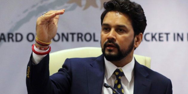 Anurag Thakur, newly-elected president of Board of Control for Cricket in India (BCCI), gestures during a news conference in Mumbai, India, May 22, 2016. REUTERS/Shailesh Andrade