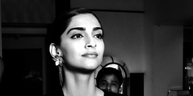 CANNES, FRANCE - MAY 15: (EDITOR'S NOTE: This image has been converted to black and white)Sonam Kapoor arrives at Martinez Hotel during the 69th annual Cannes Film Festival on May 12, 2016 in Cannes, France. (Photo by Gareth Cattermole/Getty Images for L'Oreal)