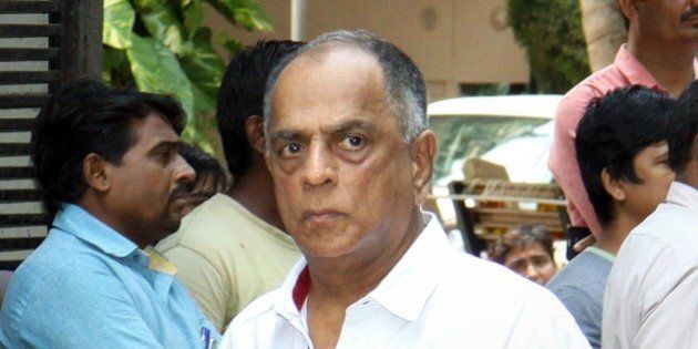 Indian Bollywood film producer and present Chairperson of the Central Board, Pahlaj Nihalani attends the funeral of the late Bollywood music composer and singer Aadesh Shrivastava in Mumbai on September 5, 2015. AFP PHOTO (Photo credit should read STR/AFP/Getty Images)
