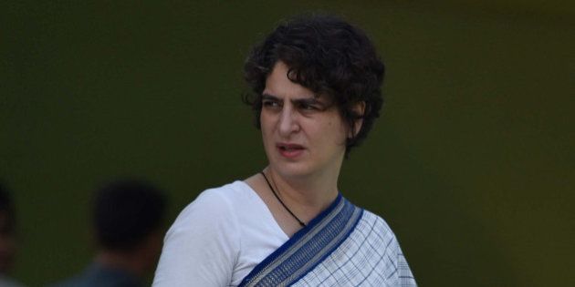 NEW DELHI, INDIA - MAY 21: Priyanka Gandhi, daughter of UPA Chairperson Sonia Gandhi, leaves after paying tributes to her father former Prime Minister of India Rajiv Gandhi, on his 25th death anniversary at his memorial, Veer Bhumi, on May 21, 2016 in New Delhi, India. Sonia said that Rajiv Gandhi ensured the participation of youngsters and the deprived sections in the country's development process. The former PM started the process of change that led to the gains that are visible in society, economy and politics, 'which we talk about loudly today', Sonia added. Rajiv Gandhi, who was the sixth Prime Minister of India, was assassinated on May 21, 1991 at Sriperumbudur in Tamil Nadu during a poll campaign. (Photo by Vipin Kumar/Hindustan Times via Getty Images)