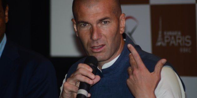 MUMBAI, INDIA - JUNE 10: Real Madrid's coach and former French football player Zinedine Zidane attends a news conference in Mumbai, India, June 10, 2016. (Photo by Imtiyaz Shaikh /Anadolu Agency/Getty Images)