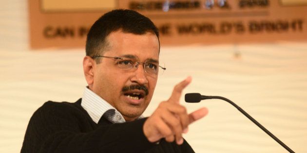 NEW DELHI, INDIA DECEMBER 5: Chief Minister of Delhi, Arvind Kejriwal addressing at HT LEADERSHIP Summit 2015 on December 5, 2015 in New Delhi, India. (Photo by Ramesh Pathania/Mint via Getty Images)