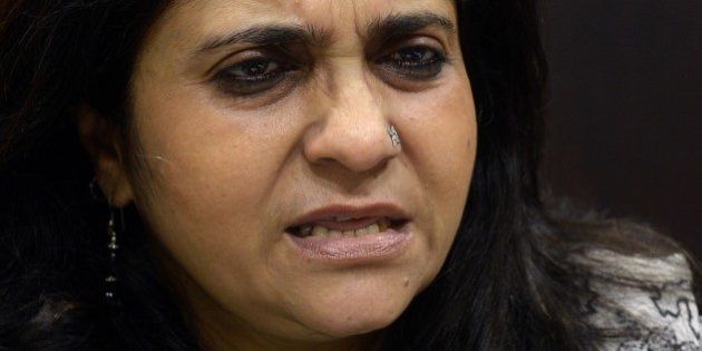 To go with 'India-politics-rights-crime' INTERVIEW by Peter HUTCHISON In this photograph taken on July 22, 2015, Indian activist Teesta Setalvad speaks to AFP during an interview at her lawyer's office in Mumbai. A long-time critic of Indian Prime Minister Narendra Modi over religious riots 13 years ago says an investigation into allegations she received illegal funding is a 'vendetta' designed to silence her. Activist Teesta Setalvad told AFP she was being targeted by the government because of her fierce criticism of Modi following deadly violence in Gujarat state in 2002 when he was chief minister. AFP PHOTO/INDRANIL MUKHERJEE (Photo credit should read INDRANIL MUKHERJEE/AFP/Getty Images)
