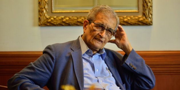 NEW DELHI, INDIA - JULY 7: Bharat Ratna and Nobel Memorial Prize in Economic Sciences awarded Economist Amartya Sen poses for a profile shoot on July 7, 2015 in New Delhi, India. (Photo by Pradeep Gaur/Mint via Getty Images)