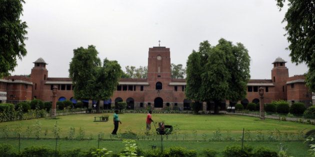 NEW DELHI, INDIA - JULY 6: An external view of St. Stephen's College at North Campus, Delhi University on July 6, 2015 in New Delhi, India. (Photo by Sonu Mehta/Hindustan Times via Getty Images)