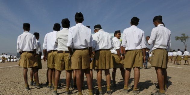 Volunteers of the Hindu nationalist organisation Rashtriya Swayamsevak Sangh (RSS) arrive to attend a conclave on the outskirts of Pune, India, January 3, 2016. Thousands of volunteers attended the gathering which was held to promote the organisation and reach out to the society, according to local media reports. REUTERS/Danish Siddiqui