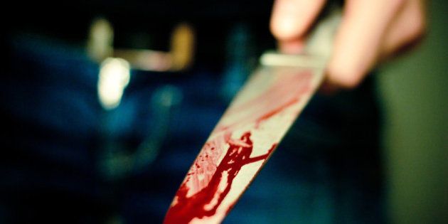 Knife with blood.