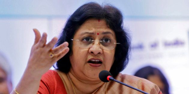 State Bank of India (SBI) chairwoman Arundhati Bhattacharya speaks during a news conference in Mumbai, February 13, 2015. SBI, the nation's top lender by assets, reported on Friday a small increase in bad loans in its fiscal third quarter that was not as much as feared, sending its shares up as much as 6.8 percent. REUTERS/Shailesh Andrade (INDIA - Tags: BUSINESS)