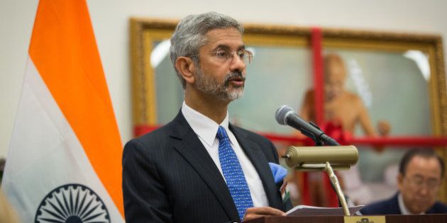 India's Foreign Secretary Subrahmanyam Jaishankar speaks during the special event to recognize the International Day of Non-Violence at the United Nations headquarters Friday, Oct. 2, 2015. (AP Photo/Kevin Hagen)