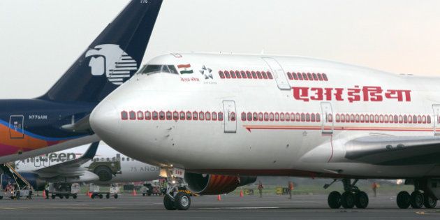An aircraft operated by Air India Ltd. that is carrying Narendra Modi, India's prime minister, not pictured, taxis at an airport in Mexico City, Mexico, on Wednesday, June 8, 2016. The U.S. is India's 'indispensable partner' as the nations seek to elevate their ties in commerce and defense, Modi told a joint meeting of Congress in Washington. Photographer: Susana Gonzalez/Bloomberg via Getty Images
